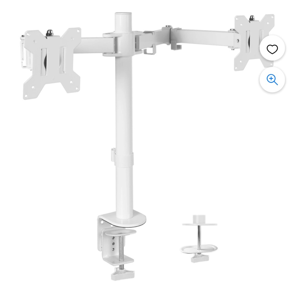 VIVO White Dual Monitor Desk Mount Adjustable Stand, Fits Screens up to 30"